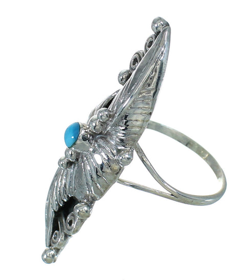 Turquoise Southwest Silver Ring Size 7-1/2 QX85327